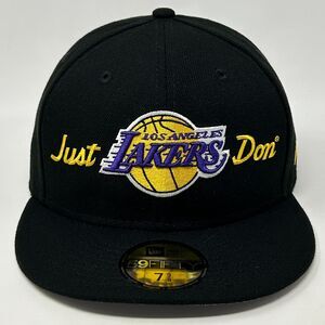 Los Angeles LA Lakers Just Don Hat Baseball Cap NBA New Era Black Fitted 7 3/8